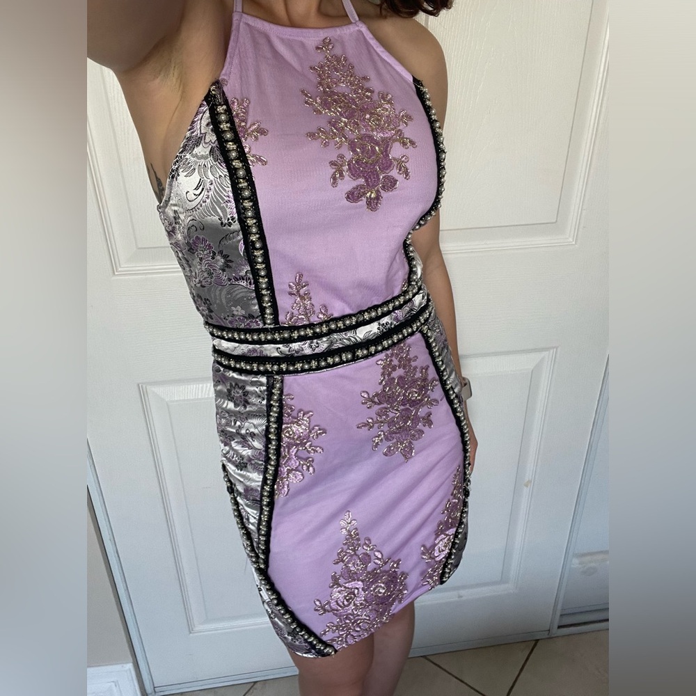 Beaded purple PrettyLittleThing dress